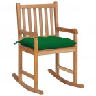  Chaise à bascule avec coussin vert Bois de teck solide