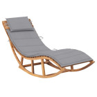 Transat chaise longue bain de soleil lit de jardin terrasse meuble d'extérieur à bascule avec coussin bois de teck solide helloshop26 02_0012952