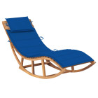 Transat chaise longue bain de soleil lit de jardin terrasse meuble d'extérieur à bascule avec coussin bois de teck solide helloshop26 02_0012950