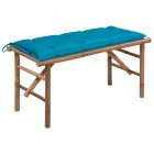 Banc de jardin pliable avec coussin 118 cm bambou - Couleur du coussin au choix