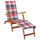 Transat chaise longue bain de soleil lit de jardin terrasse meuble d'extérieur avec repose-pied et coussin acacia solide helloshop26 02_0012580