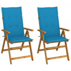 Chaises inclinables de jardin 2 pcs avec coussins bois d'acacia