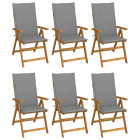 Chaises pliables de jardin 6 pcs avec coussins bois d'acacia