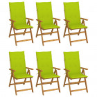 Chaises pliables de jardin 6 pcs avec coussins bois d'acacia