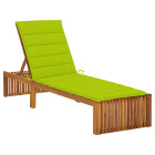 Transat chaise longue bain de soleil lit de jardin terrasse meuble d'extérieur 200 cm avec coussin bois d'acacia solide helloshop26 02_0012346