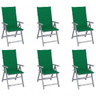 Chaises inclinables de jardin 6 pcs avec coussins bois d'acacia