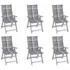 Chaises inclinables de jardin 6 pcs avec coussins bois d'acacia