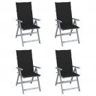 Chaises inclinables de jardin 4 pcs avec coussins bois d'acacia