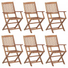 Chaises pliables de jardin 6 pcs bois d'acacia solide