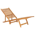 Transat chaise longue bain de soleil lit de jardin terrasse meuble d'extérieur bois de teck solide helloshop26 02_0012712