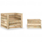 Salon de jardin palette 2 pcs bois de pin imprégné