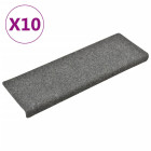 Tapis de marches d'escalier 10pcs gris clair 65x25cm aiguilleté