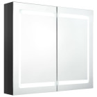 Armoire de salle de bain à miroir led 80 x 12 x 68 cm noir brillant