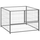 Chenil extérieur cage enclos parc animaux chien argenté 100 x 100 x 70 cm acier  02_0000233