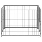 Chenil extérieur cage enclos parc animaux chien argenté 100 x 100 x 70 cm acier  02_0000233