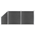 Ensemble de panneau de clôture wpc 446x(105-186) cm noir