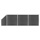 Ensemble de panneau de clôture wpc 619x(105-186) cm noir