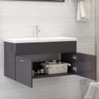 Armoire avec lavabo intégré gris brillant aggloméré