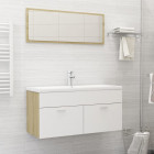 Ensemble de meubles de bain blanc et chêne sonoma aggloméré