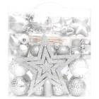 Ensemble de boules de noël 70 pcs argenté et blanc