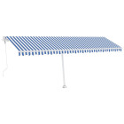 Auvent automatique capteur de vent/led 600x300 cm bleu et blanc