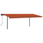 Auvent automatique rétractable et poteaux 6x3,5 m orange marron