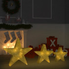  Étoile de décoration de Noël 3pcs doré LED Extérieur Intérieur