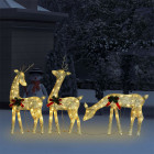  Famille de rennes de Noël 270x7x90 cm Doré Blanc chaud Maille