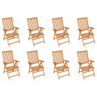 Chaises inclinables de jardin 8 pcs bois de teck solide