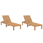 Chaises longues 2 pcs bois de teck solide