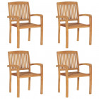 Chaises de jardin empilables bois de teck solide - Nombre de places au choix