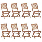 Chaises pliables d'extérieur 8 pcs bois d'acacia solide