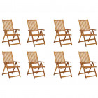 Chaises pliables de jardin 8 pcs bois d'acacia solide