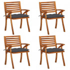 Chaises de jardin avec coussins bois de teck solide - Couleur et nombre de places au choix