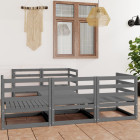 Salon de jardin 6 pcs gris bois de pin massif