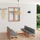 salon de jardin 9 pcs avec coussins bois de pin massif