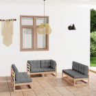 salon de jardin 6 pcs avec coussins bois de pin massif