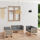 Salon de jardin avec coussins bois de pin massif - Nombre de places au choix