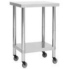 Table de travail de cuisine avec roues 60x60x85 cm inox