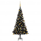  Arbre de Noël artificiel avec LED et boules Noir 120 cm PVC