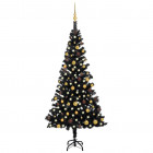  Arbre de Noël artificiel avec LED et boules Noir 180 cm PVC