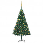  Arbre de Noël artificiel avec LED et boules Vert 150 cm PVC