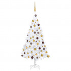  Arbre de Noël artificiel avec LED et boules Blanc 120 cm PVC