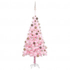 Arbre de noël artificiel avec led et boules rose 150 cm pvc