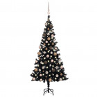  Arbre de Noël artificiel avec LED et boules Noir 180 cm PVC