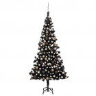  Arbre de Noël artificiel avec LED et boules Noir 210 cm PVC