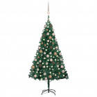  Arbre de Noël artificiel avec LED et boules Vert 120 cm PVC