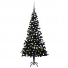  Arbre de Noël artificiel avec LED et boules Noir 120 cm PVC