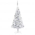  Arbre de Noël artificiel avec LED et boules Argenté 150 cm PET