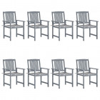 Chaises de jardin avec coussins 8 pcs bois d'acacia solide - Couleur des coussins au choix 